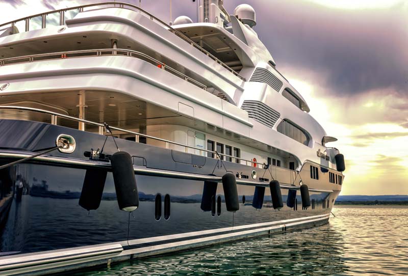 yacht per concetto di rotta